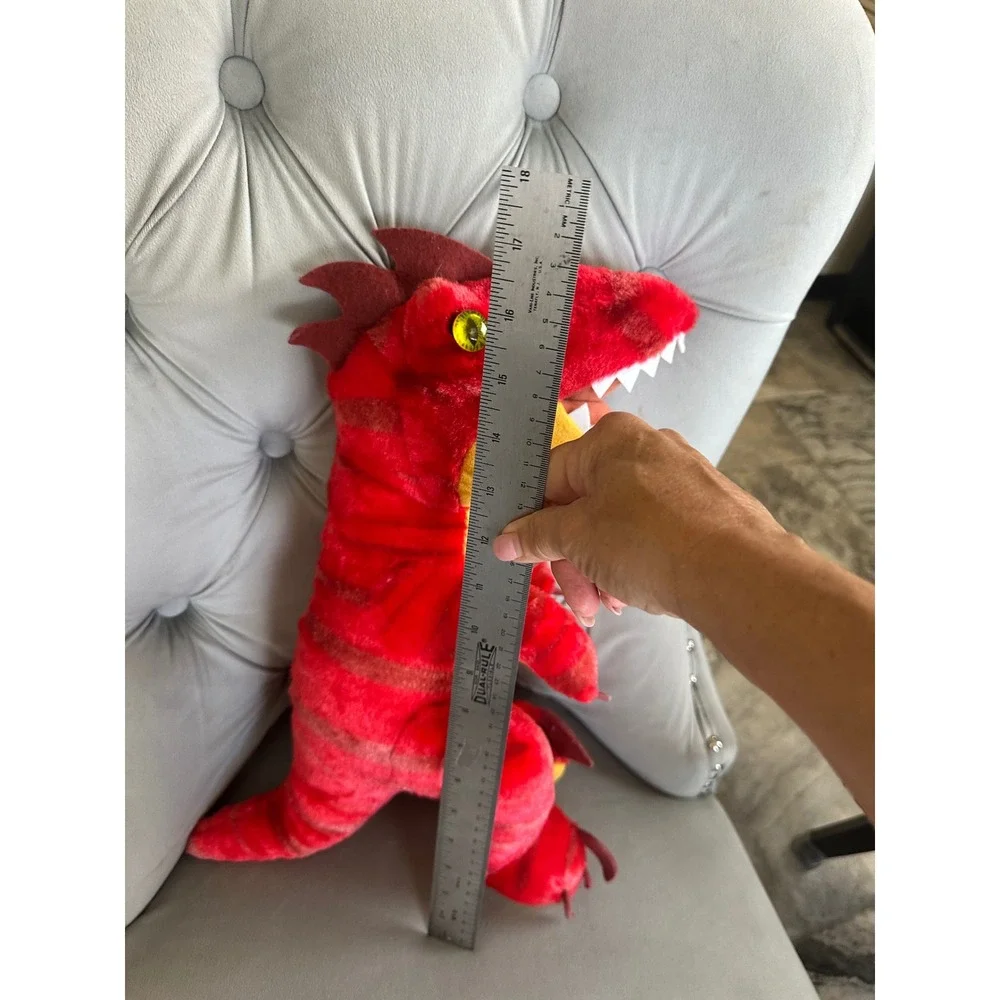 Build-A-Bear Workshop Red Striped T-Rex Dinosaur Plush 15 Inch Stuffed AnimalEUC